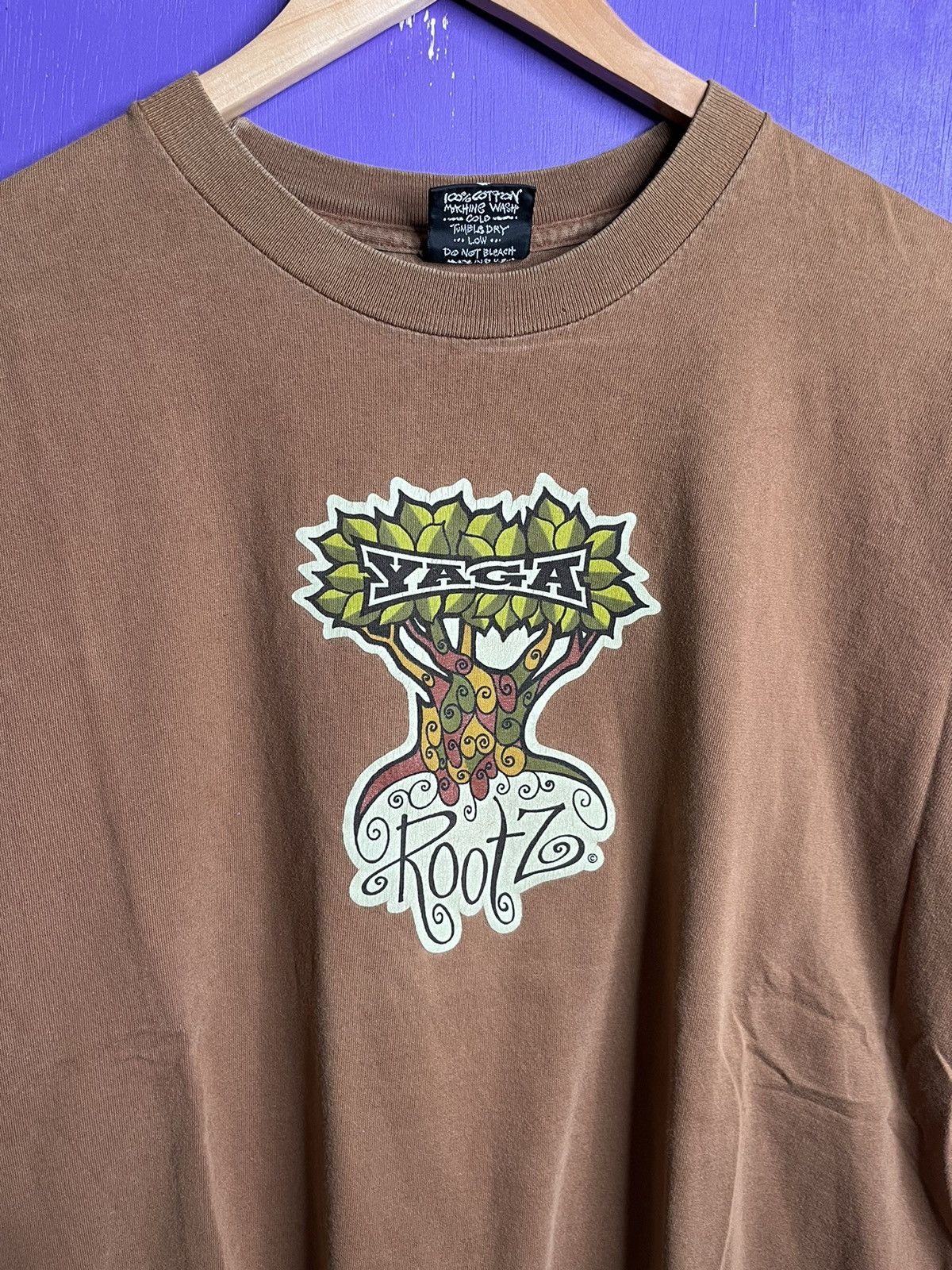 Vintage Vintage 90s YAGA rootz tree logo t-shirt Size US L / EU 52-54 / 3 - 3 Thumbnail