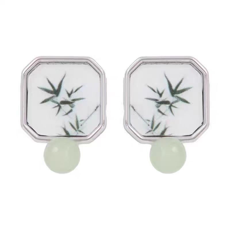 Jewelry Bamboo Rare Earrings One Pairs Chrome Jewelry Size ONE SIZE - 5 Thumbnail