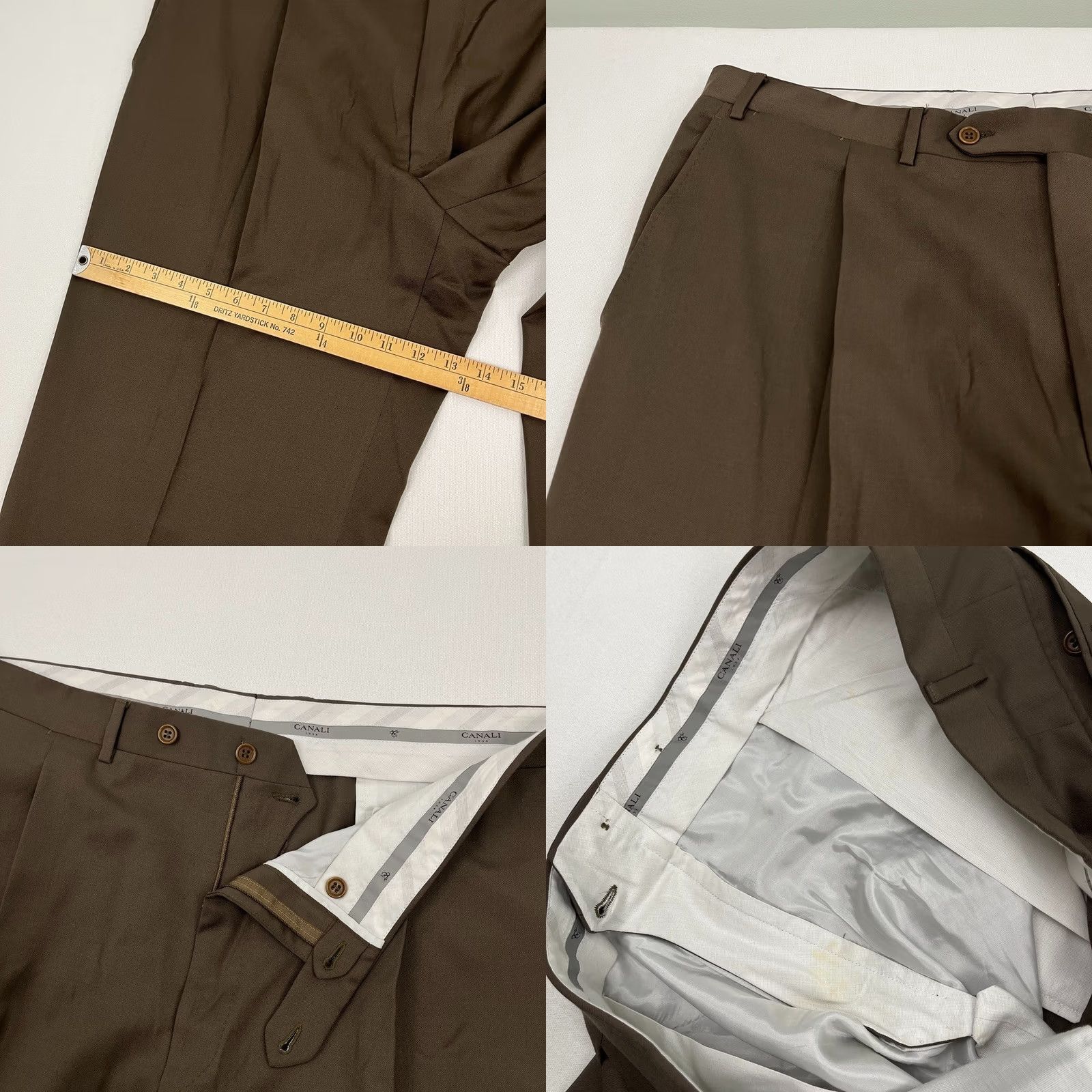 Canali Canali Dress Pants Mens 38x29 Straight Brown Wool Trousers Slacks Pleated Cuffed Regular Mens Brown Wool Dress Pants Size US 38 / EU 54 - 8 Thumbnail