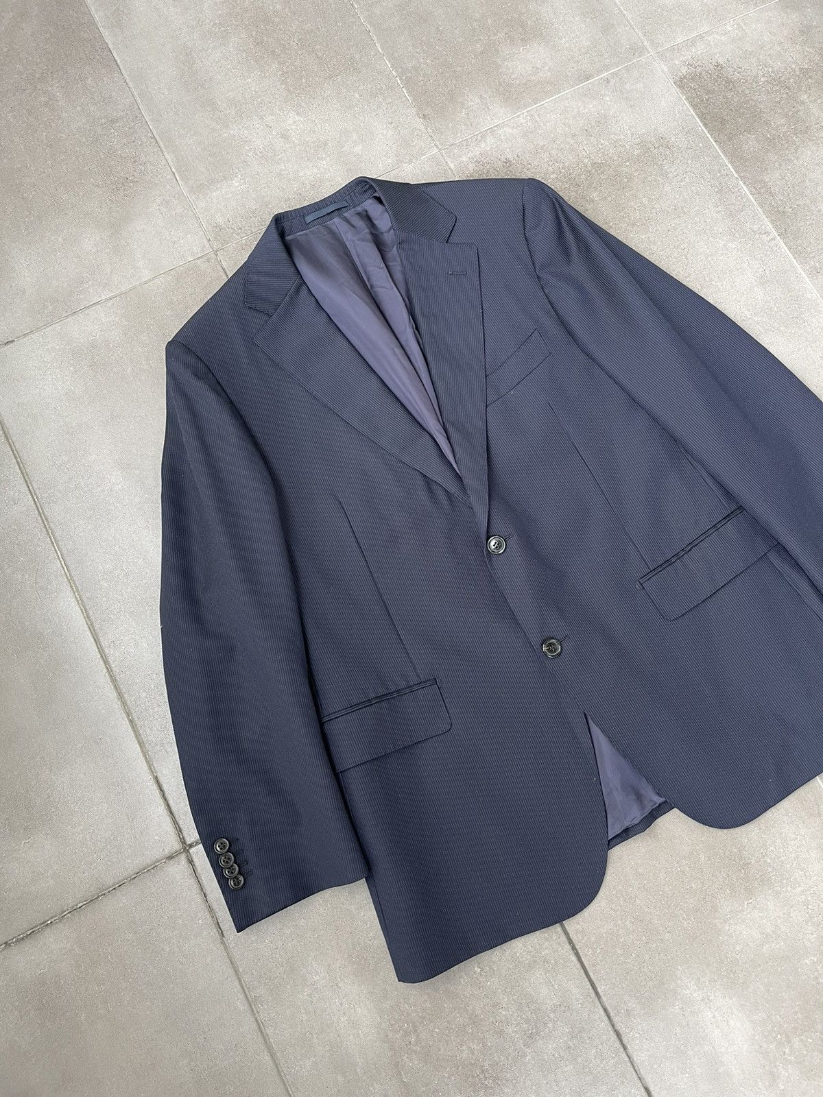 Suitsupply SS11 Suitsupply White Striped Navy Wool Casual Blazer Size 46S - 9 Thumbnail