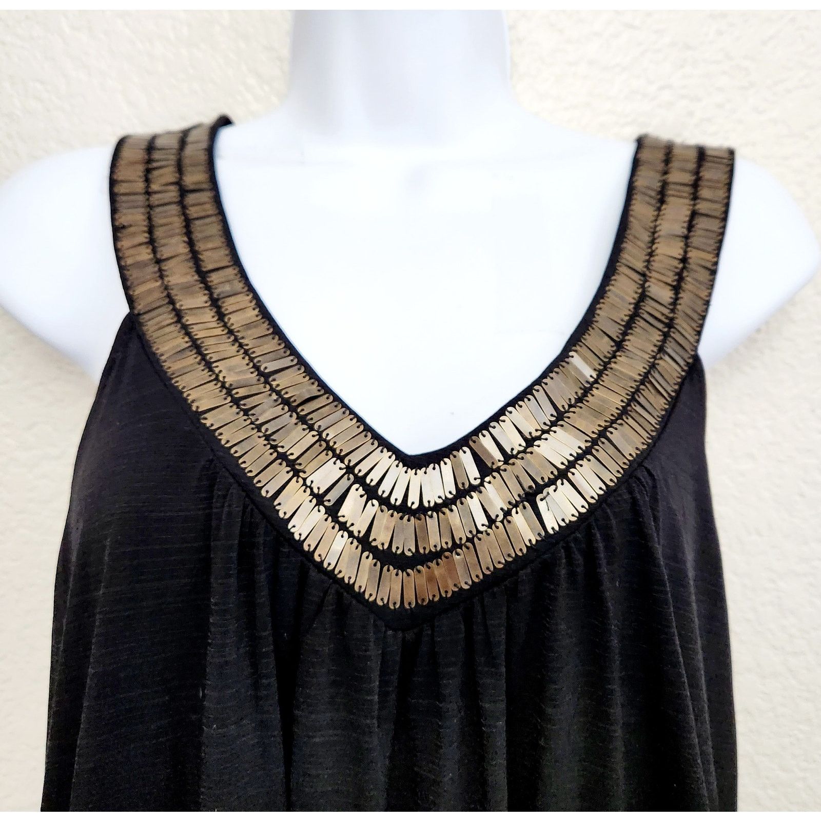 Apt. 9 Apt 9 Black Bronze Metal Stud Sleeveless Mini Dress Large Size L / US 10 / IT 46 - 2 Thumbnail