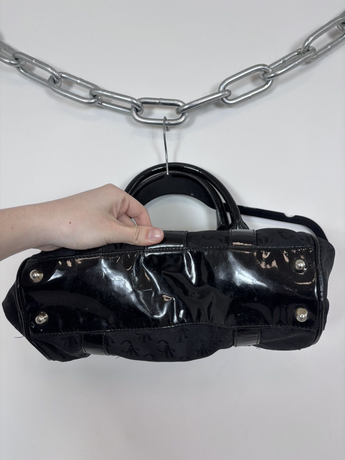 Versace Jeans Couture Versace Jeans Couture Black VJC Monogram Tote Handle Bag Size ONE SIZE - 6 Thumbnail
