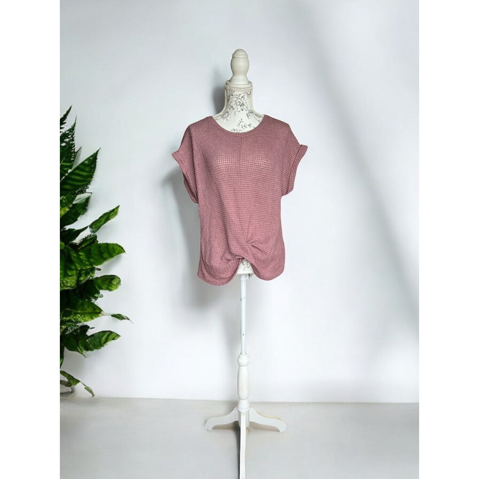 Other Emery Rose Waffle Knit Pullover Top Dusty Rose XL Size XL / US 12-14 / IT 48-50 - 1 Thumbnail