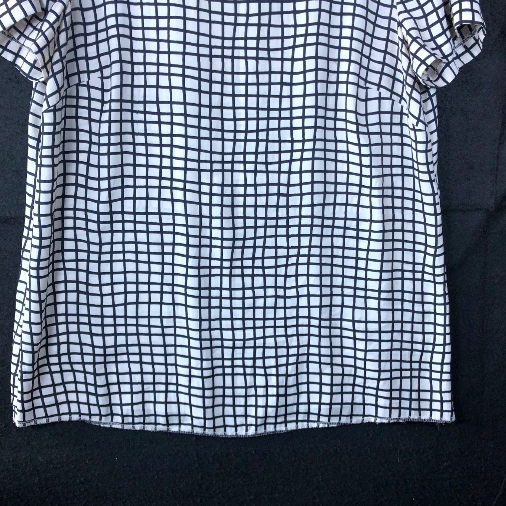 Loft LOFT Ann Taylor Womens Blouse White Black Short Sleeve Round Neck Medium Size M / US 6-8 / IT 42-44 - 3 Thumbnail