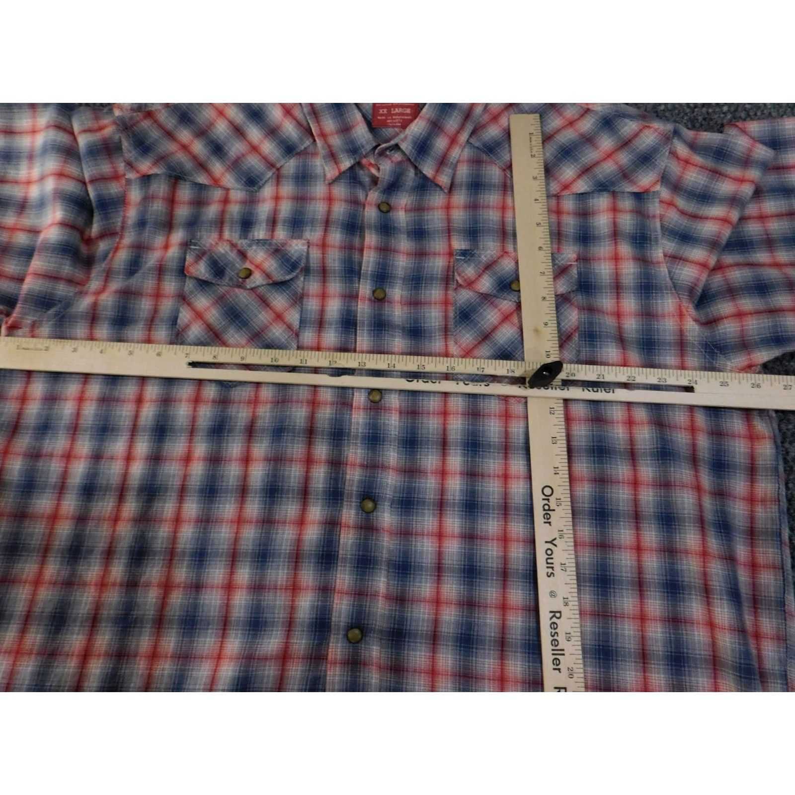 Wrangler VINTAGE Wrangler RED Shirt Mens 2XL Blue Red Plaid Western Pearl Snap Short Sleeve Mens 2XL Snap Front Closure Button-Up Western Shirt Size US XXL / EU 58 / 5 - 6 Thumbnail