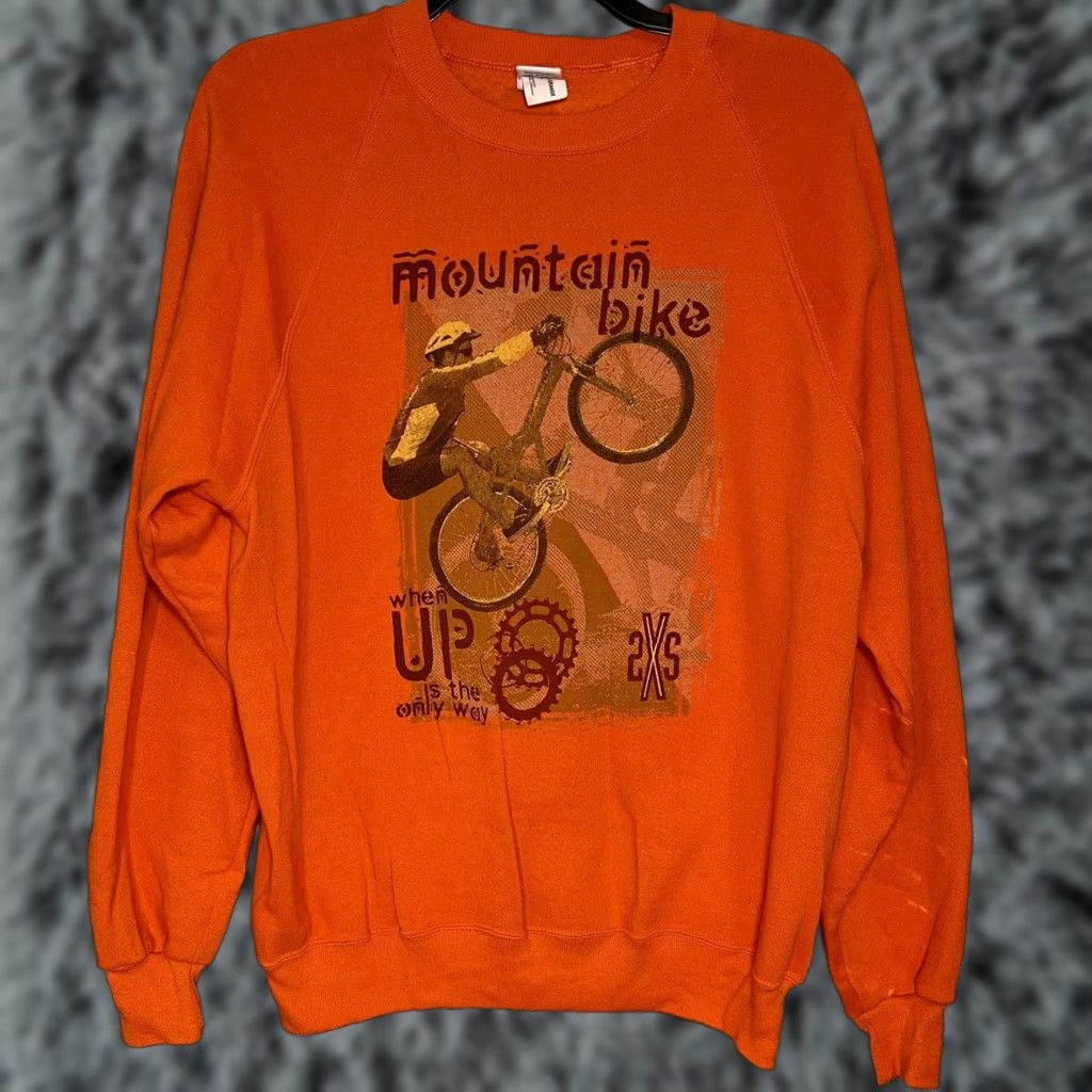 Jerzees VINTAGE JERZEES Mountain Bike Orange Crewneck Sweatshirt XL Men Size US XL / EU 56 / 4 - 1 Thumbnail