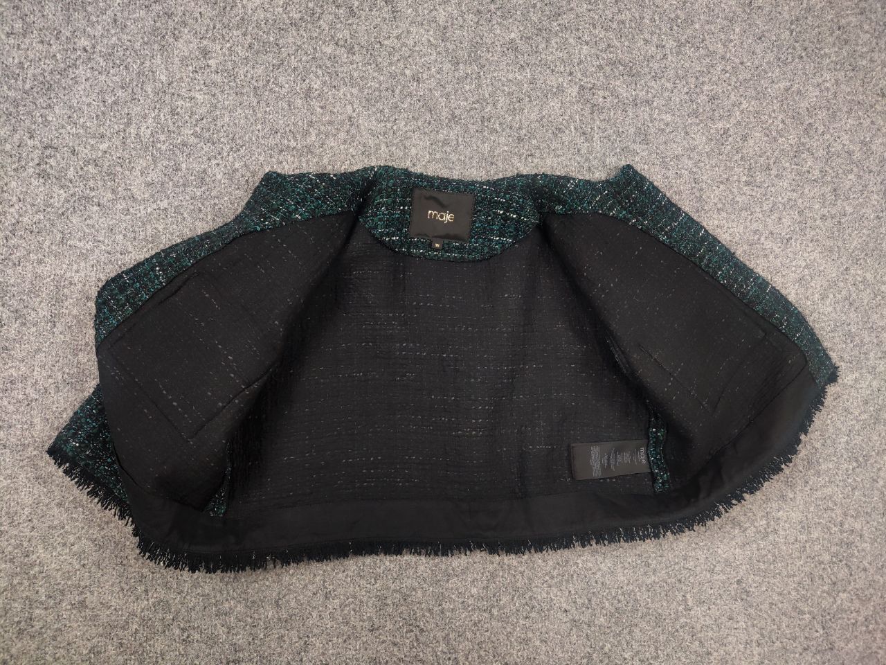 Maje Maje Frayed Cropped metallic boucle-tweed Blazer Jacket Size S / US 4 / IT 40 - 10 Thumbnail