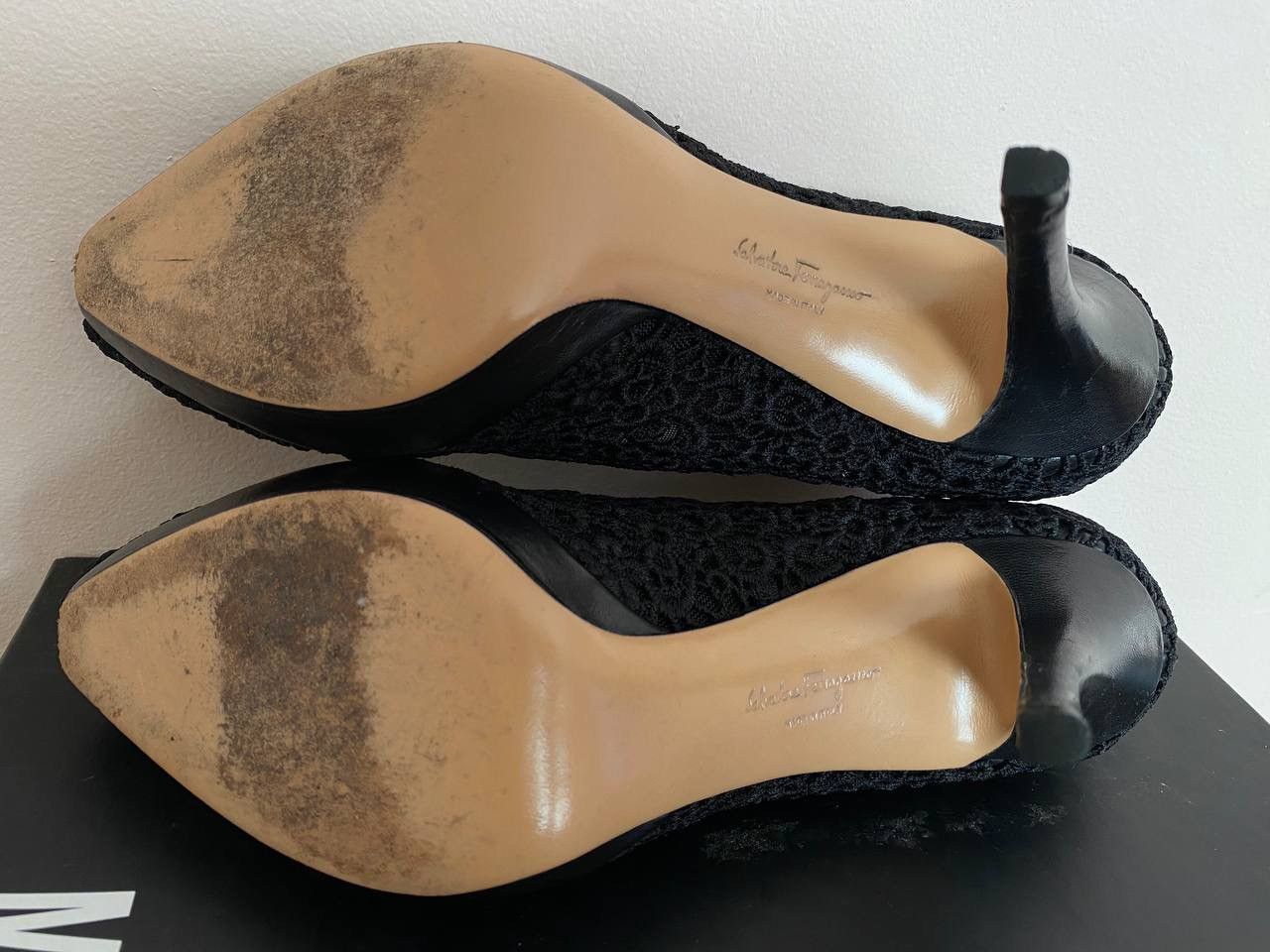Salvatore Ferragamo Salvatore Ferragamo Heels Black Lace Size US 7.5 / IT 37.5 - 9 Thumbnail