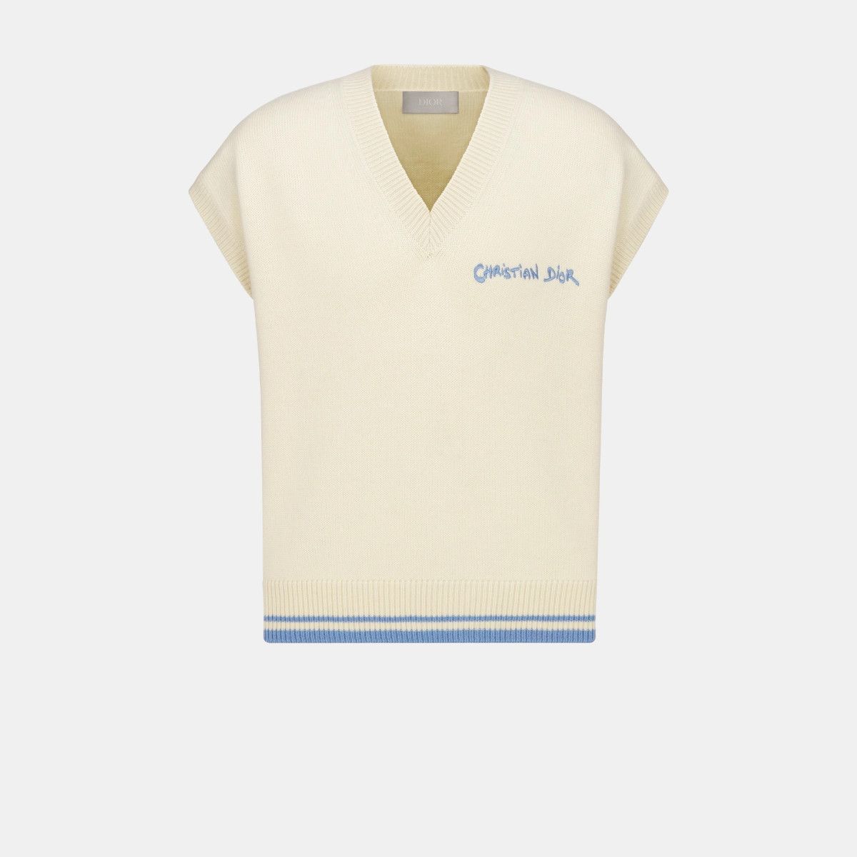 Dior o1bcso1str0226 Tag Sweater Vest in White Size US M / EU 48-50 / 2 - 1 Thumbnail