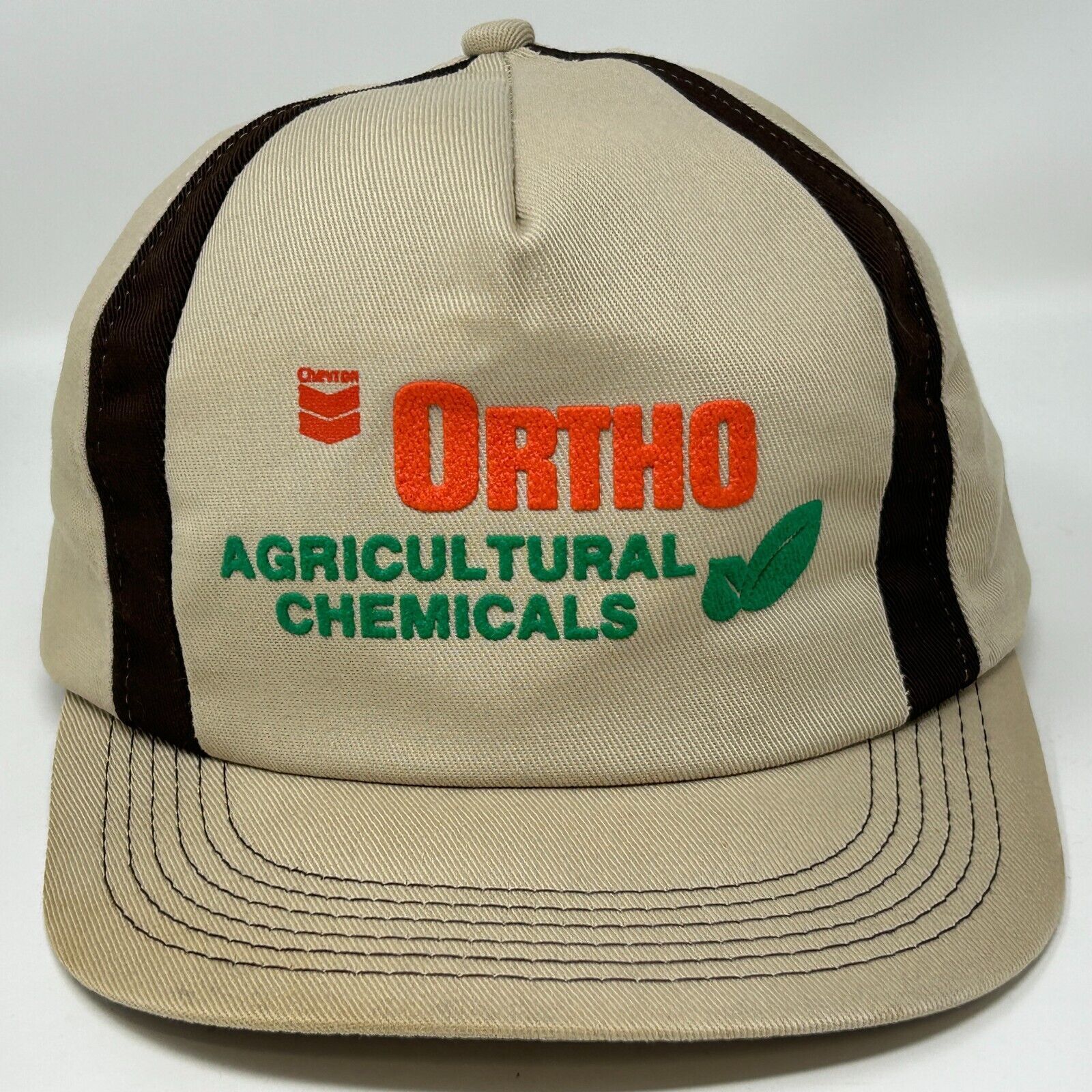 Vintage Vintage 80s Chevron Ortho Hat Baseball Cap USA Made Beige Size ONE SIZE - 1 Thumbnail