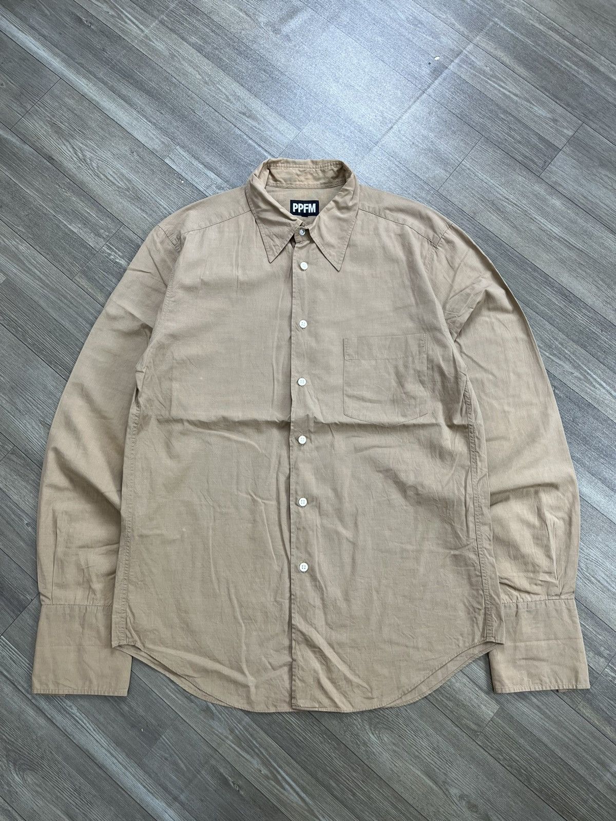 PPFM Vintage PPFM Japan Biege Long Sleeve Button Down Shirt Size US L / EU 52-54 / 3 - 1 Thumbnail