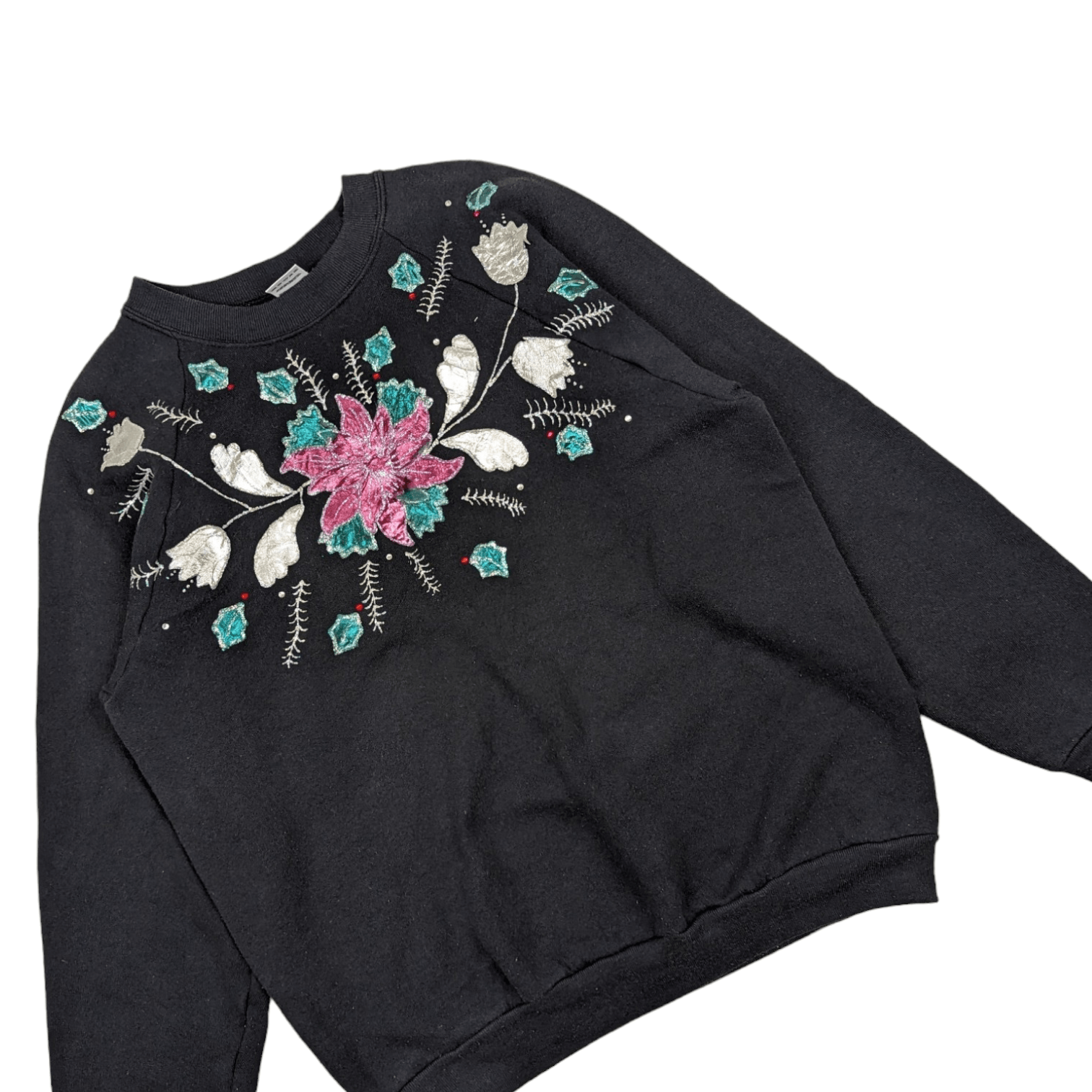 Fruit Of The Loom Vintage 90's FOTL Flower Art Embroidery Custom Sweatshirt Size US L / EU 52-54 / 3 - 2 Thumbnail