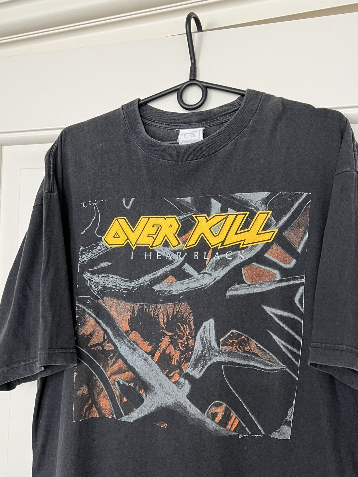 Band Tees Vintage 1993 Overkill I Hear Black T-Shirt Heavy Metal Band Size US XL / EU 56 / 4 - 2 Thumbnail