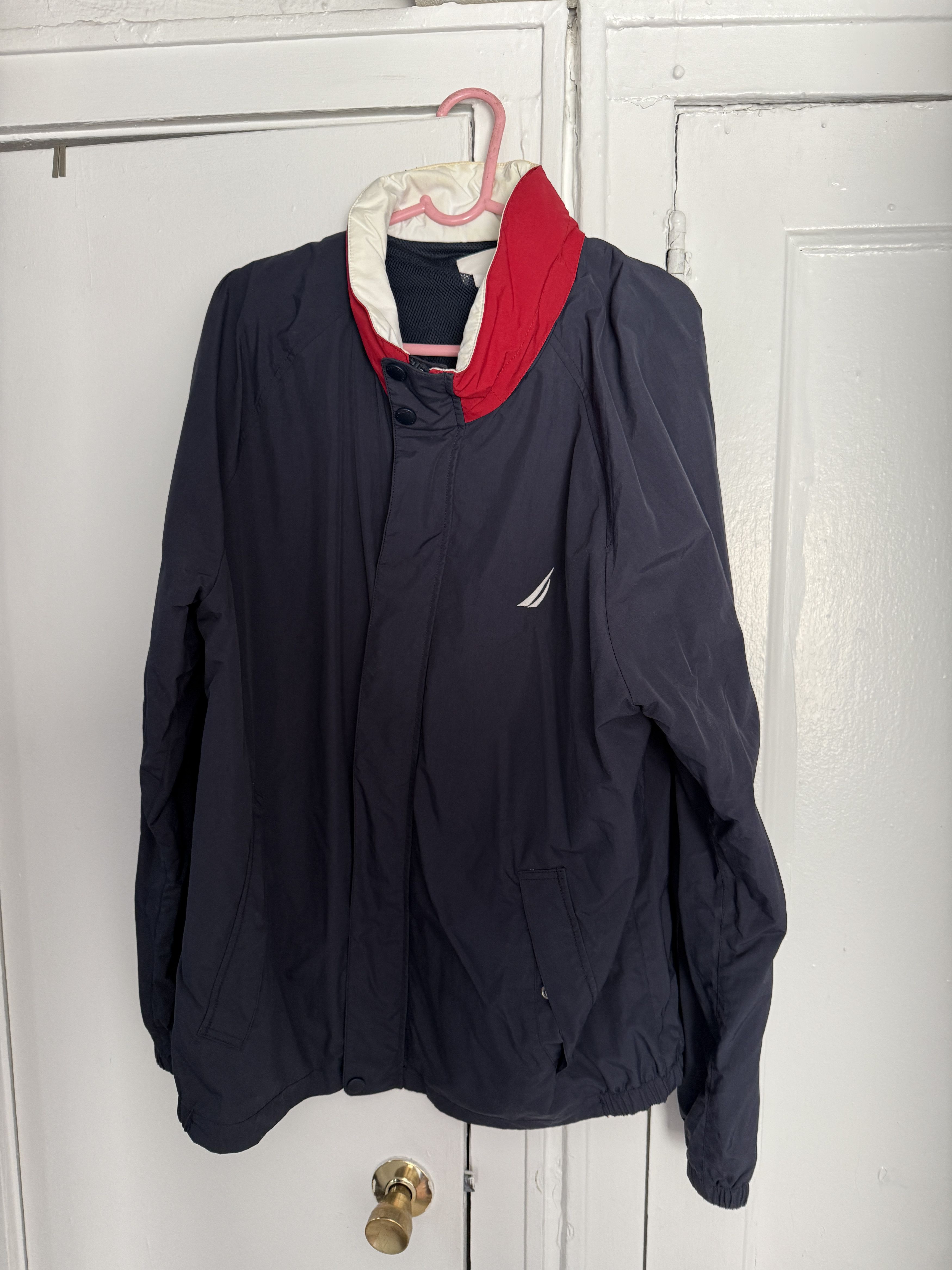 Nautica Nautica Navy Spellout Windbreaker Jacket Size 2XL Size US XXL / EU 58 / 5 - 1 Thumbnail