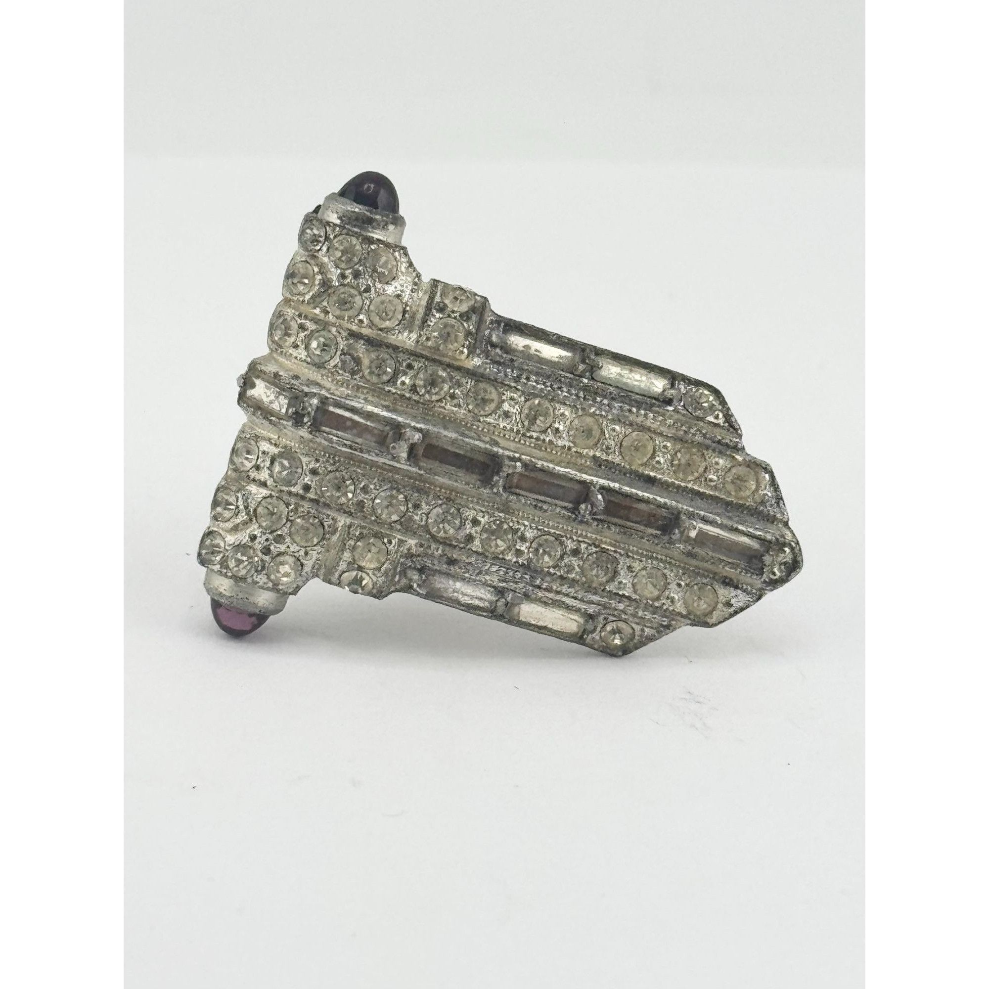 Vintage Estate art deco glass fur dress clip Size ONE SIZE - 2 Thumbnail