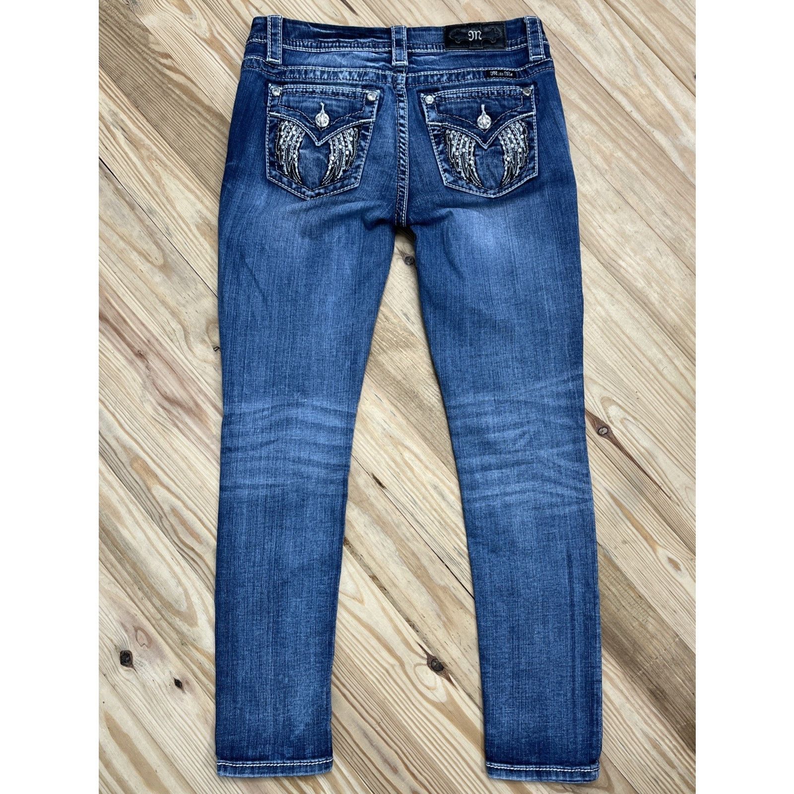 Miss Me Miss Me Women’s Leather Shadow Wings Skinny Jeans Size 26 Size 26" / US 2 / IT 38 - 2 Thumbnail