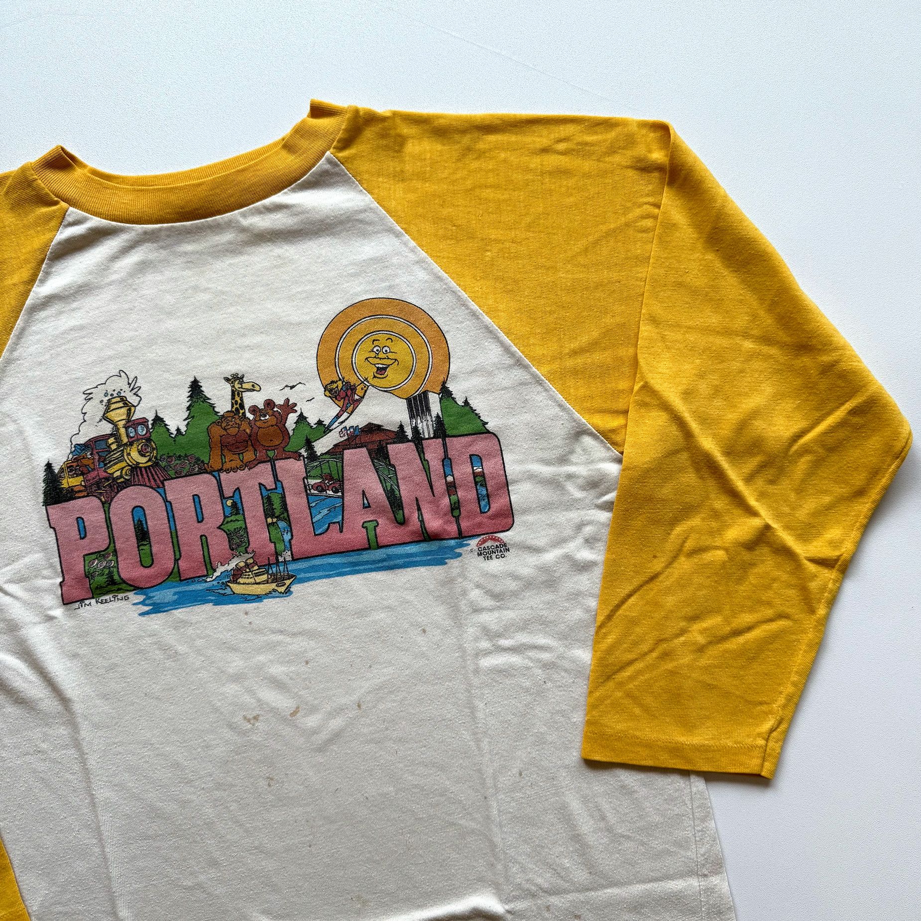 Vintage 1980s Portland Oregon Cascade Mountain Tee Co Raglan Tee Size US S / EU 44-46 / 1 - 3 Thumbnail