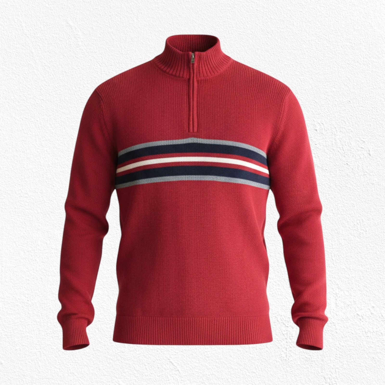 Eddie Bauer Eddie Bauer Red Half Zip Striped Knit Sweater Size Large Size US L / EU 52-54 / 3 - 1 Thumbnail