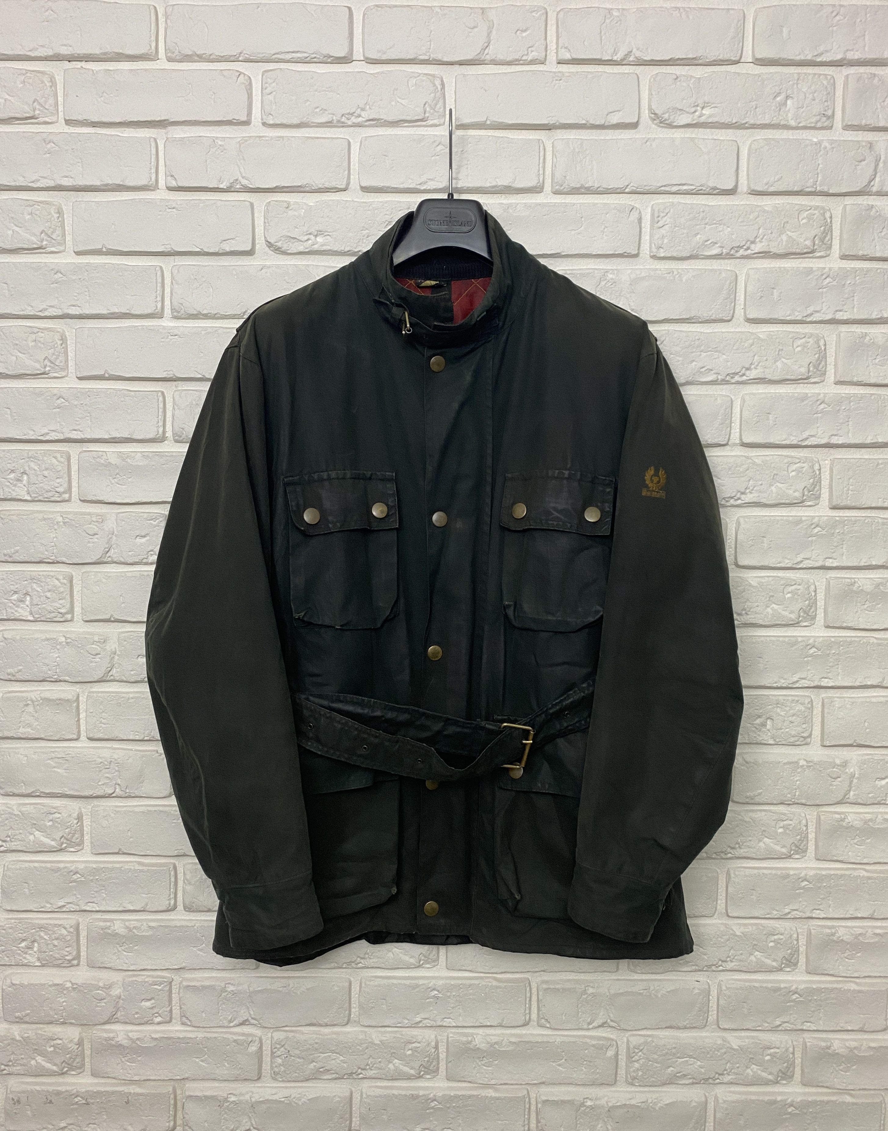 image of 70's Belstaff Trialmaster Waxed Cotton Jacket Size M in Dark Green, Men's