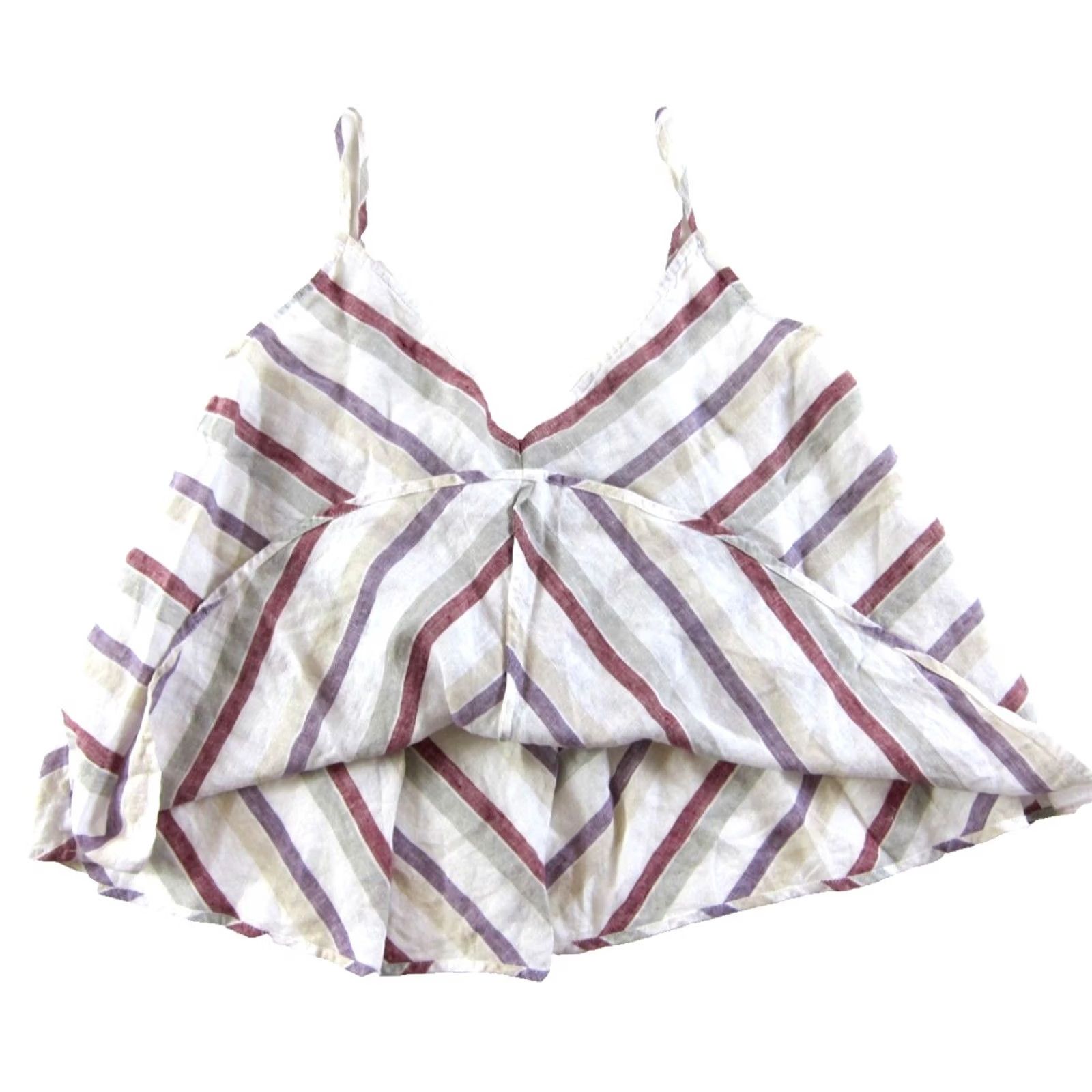 Madewell Madewell White Purple Red Ivory Stripe V-Neck Tank Top Blouse Small Size S / US 4 / IT 40 - 4 Thumbnail