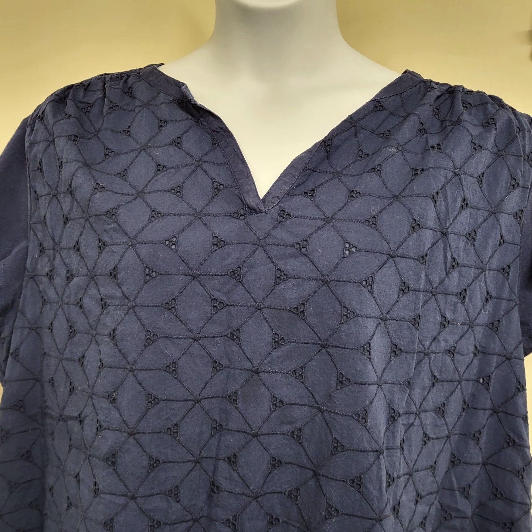 Vintage St. John's Bay Blouse Womens 3X Blue Floral Eyelet CutOut Lined 100% Cotton Shirt Reg/Regular Womens Size XXL / US 16-18 / IT 52-54 - 5 Thumbnail