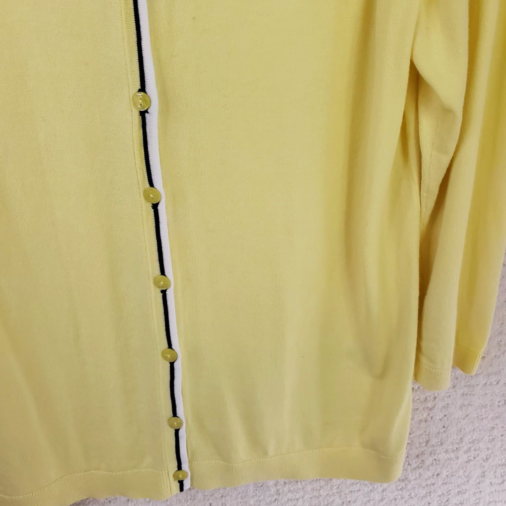 Talbots VINTAGE Talbots Women's L Yellow Cardigan Sweater 3/4 Sleeve Button Front Pima Cotton Size L / US 10 / IT 46 - 6 Thumbnail
