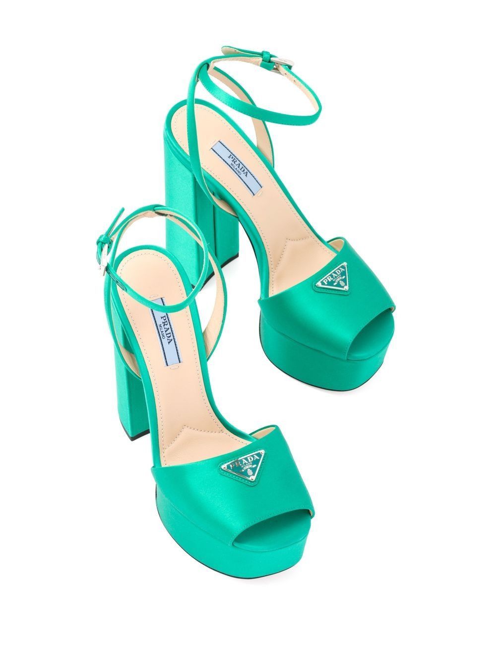 o1w1db11124 Logo-Plaque Satin Platform Sandals in Green