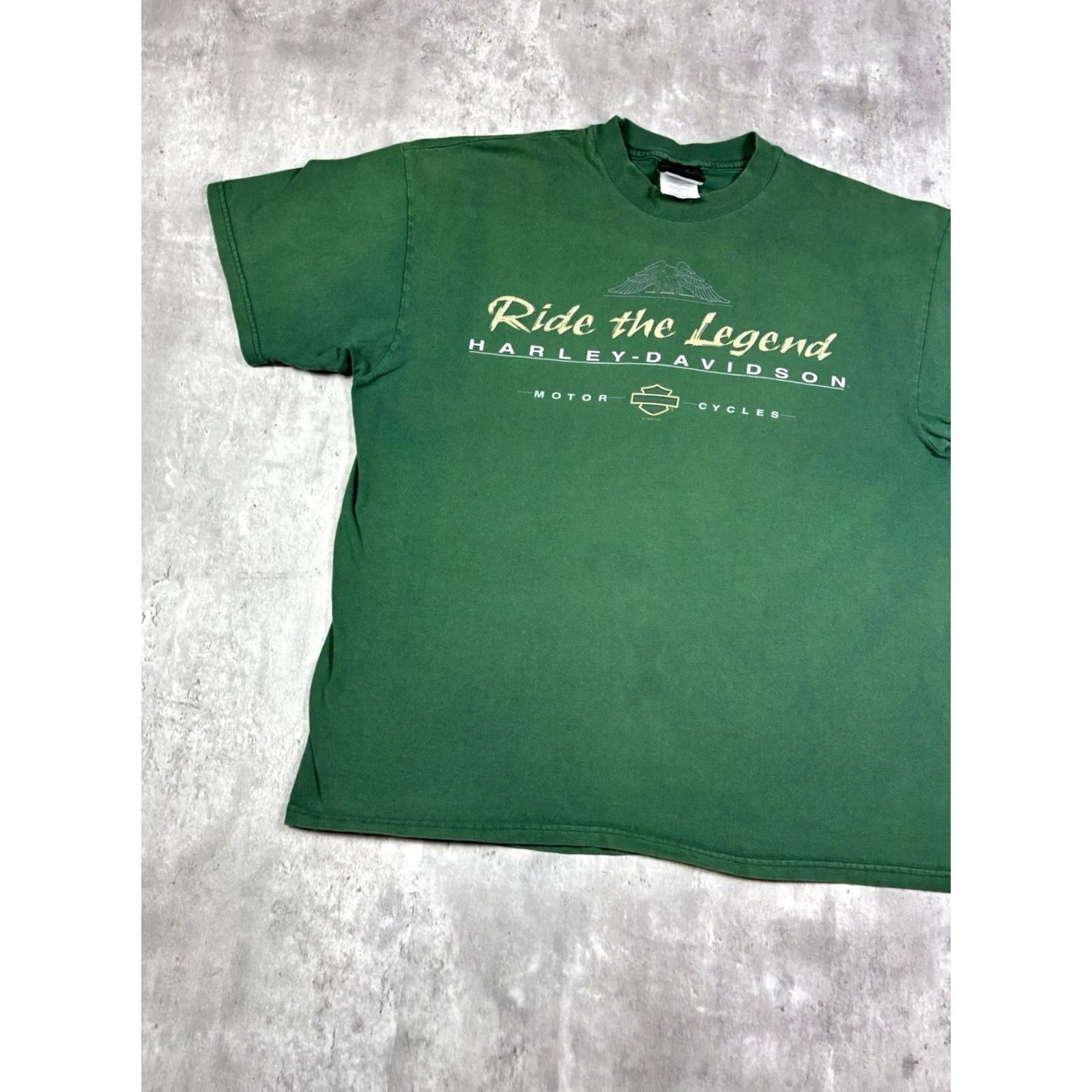 Harley Davidson VINTAGE Harley-Davidson T-Shirt Graphic Print 90s Biker Ride The Legend Crew Neck XL Green Men Short Sleeve Regular Size US XL / EU 56 / 4 - 2 Thumbnail