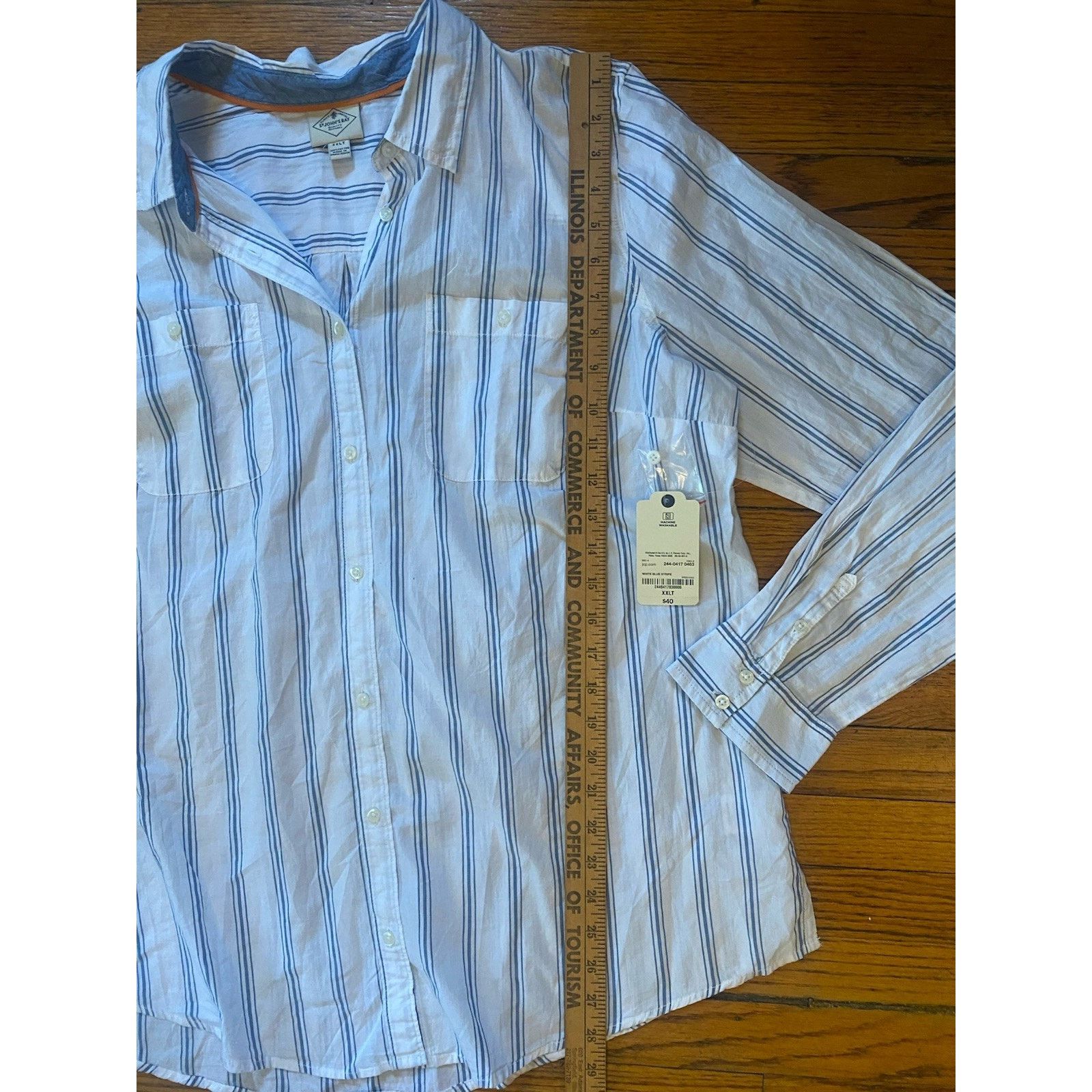 St. Johns Bay NWT St Johns Bay Button Up Stripe Shirt Womens XXLT Blue Size XXL / US 16-18 / IT 52-54 - 5 Thumbnail