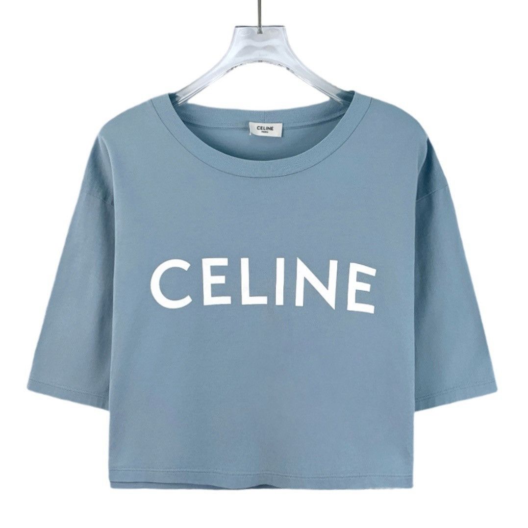 Celine Celine Light Blue Letter Printed Short Sleeve T-shirt K26WX Size M / US 6-8 / IT 42-44 - 1 Thumbnail