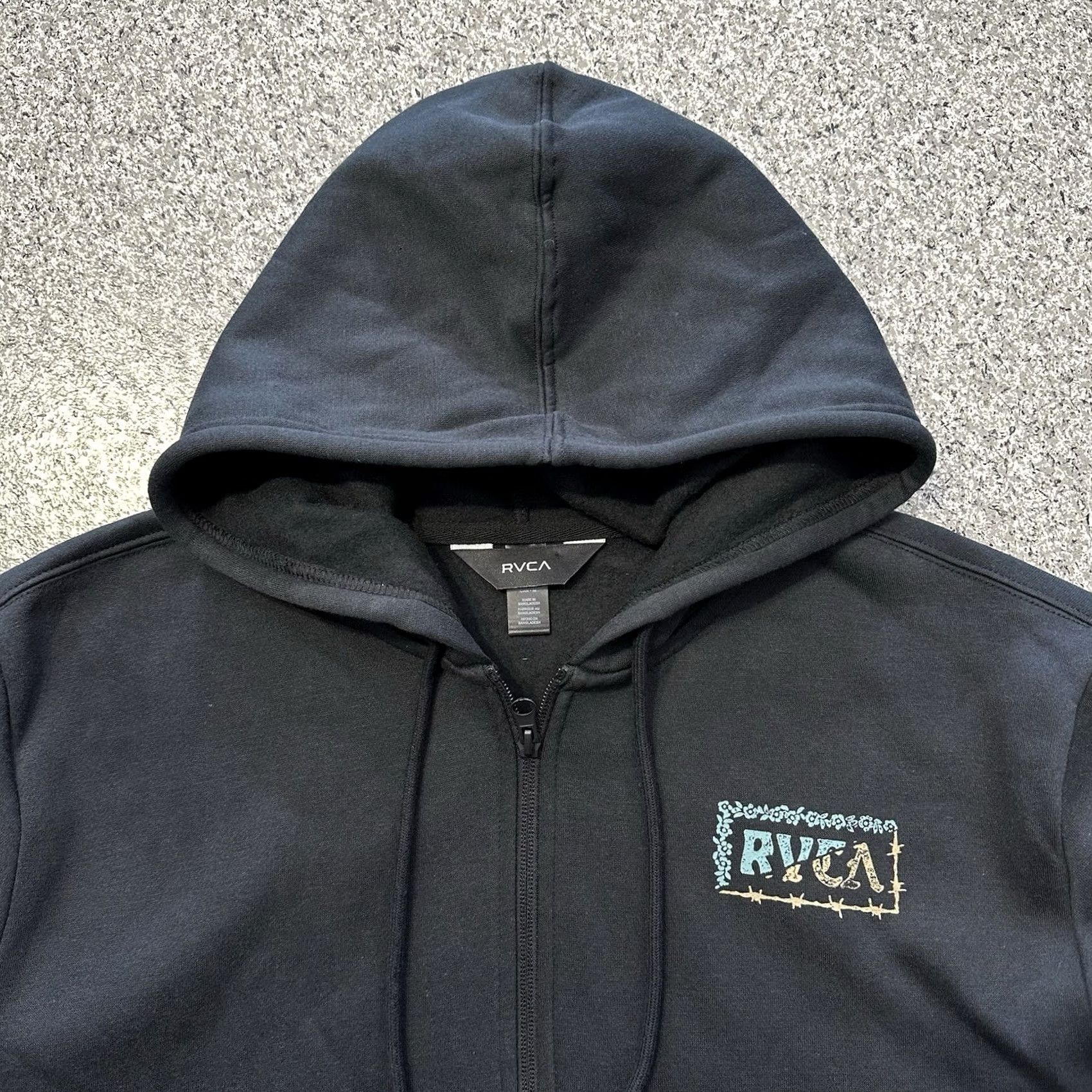RVCA RVCA Full Zip Hoodie Mens M Black Ocean Cotton Blend Long Sleeve Hoodie Size US M / EU 48-50 / 2 - 3 Thumbnail