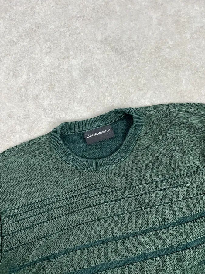 Emporio Armani AW2018 Emporio Armani Dark Green Ribbed Stripes Sweater Size US S / EU 44-46 / 1 - 4 Thumbnail