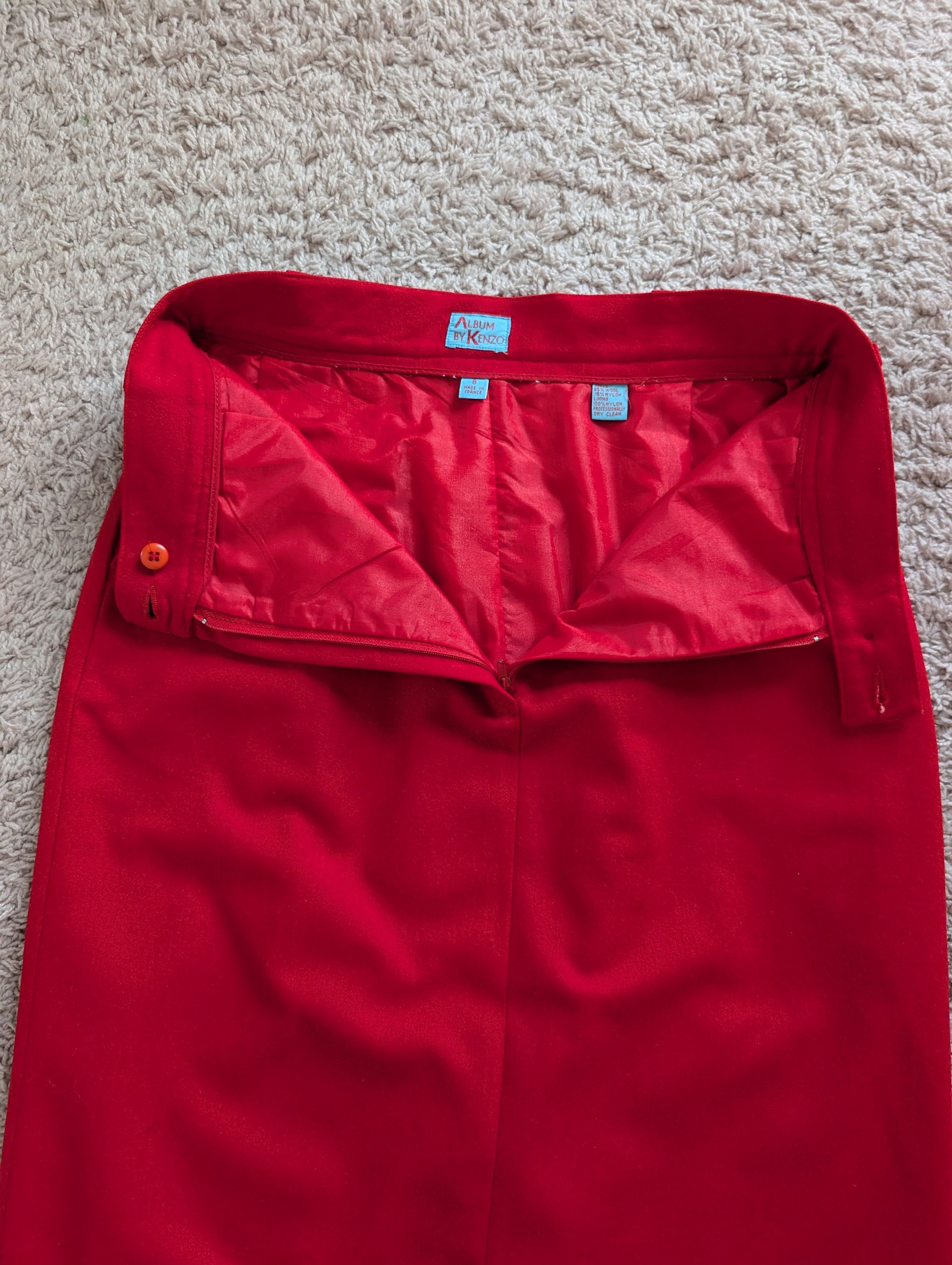 Kenzo Album by Kenzo Vintage Red Wool Pencil Skirt Size 27" / US 4 / IT 40 - 8 Thumbnail