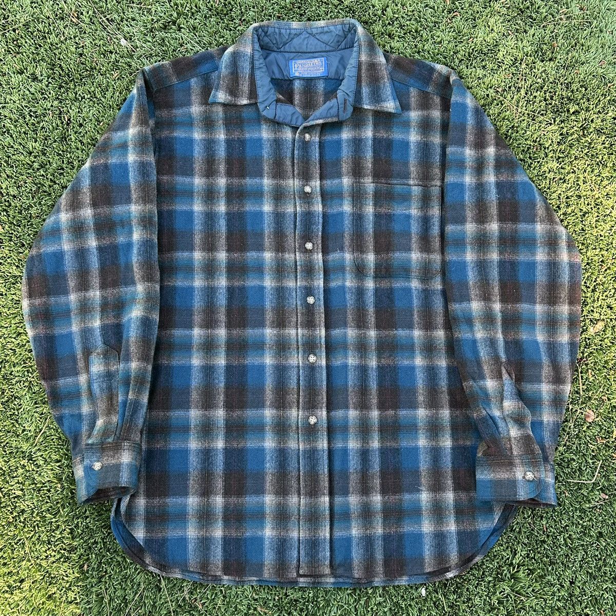 Pendleton Vintage Pendleton Blue Shadow Plaid Wool Flannel Size US L / EU 52-54 / 3 - 1 Thumbnail