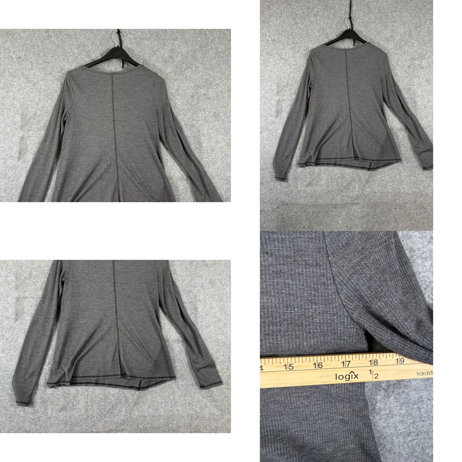 Free People Free People Thermal Top Womens M Gray Henley Neck Ribbon Details Long Sleeve Button Front Blouse Size M / US 6-8 / IT 42-44 - 8 Thumbnail