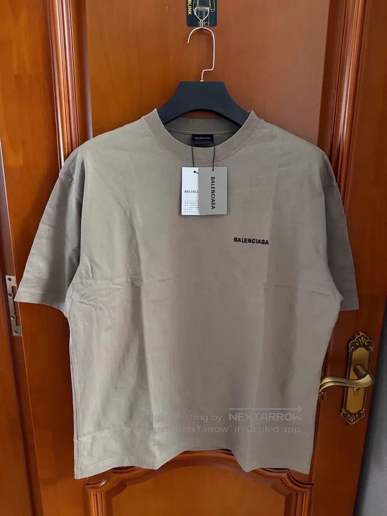 Balenciaga Balenciaga Khaki Front and Back Embroidered Logo Short Sle Size US M / EU 48-50 / 2 - 1 Thumbnail