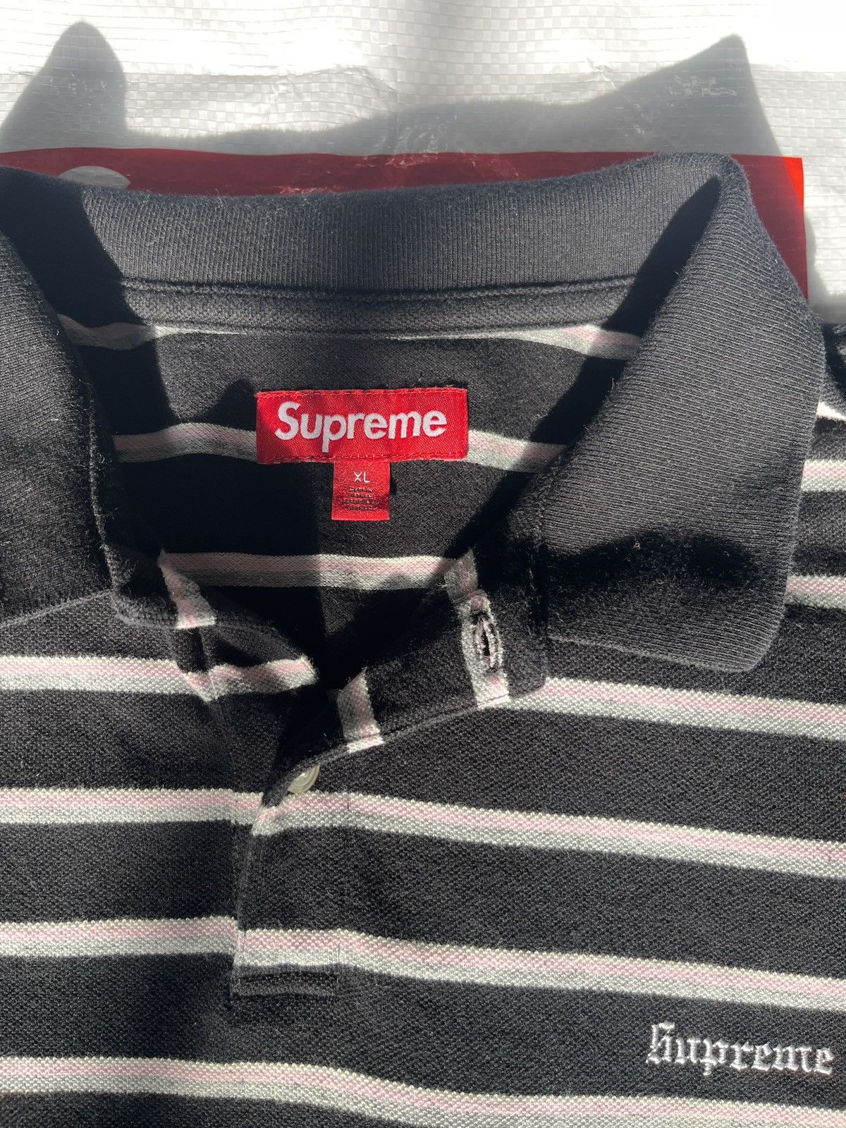 Supreme Supreme washed stripe polo sz XL SS26 black | Grailed