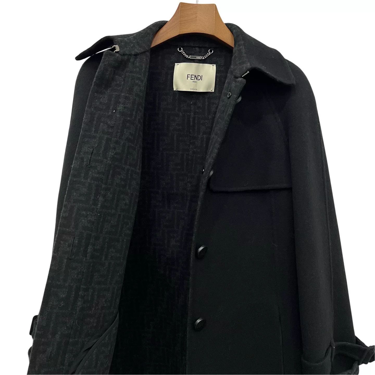Fendi FENDI Wool Coat with Printed Lining Size US XXS / EU 40 - 1 Thumbnail