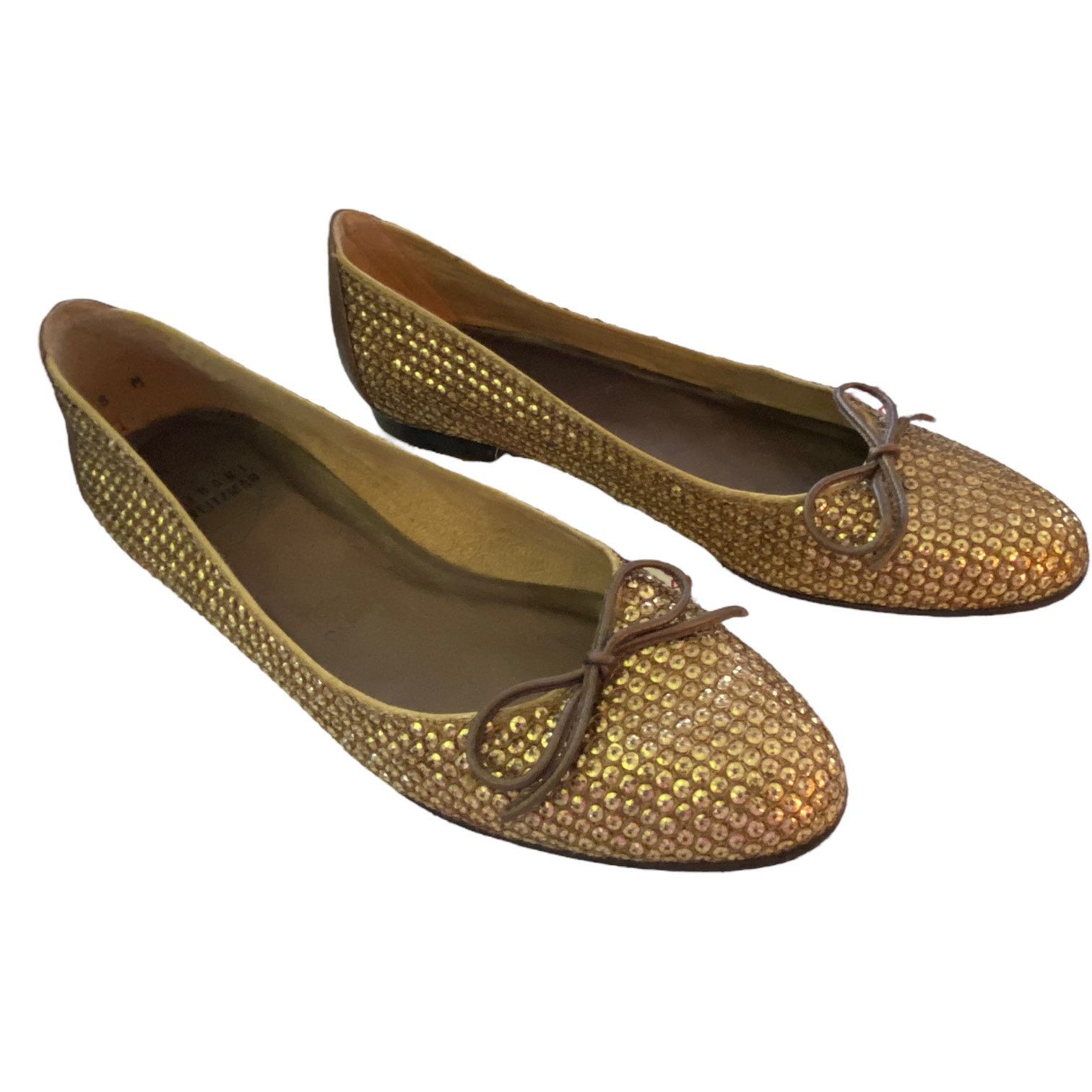 Stuart Weitzman Stuart Weitzman Casino Gold Sequin Ballet Flats Size 8 Size US 8 / IT 38 - 3 Thumbnail