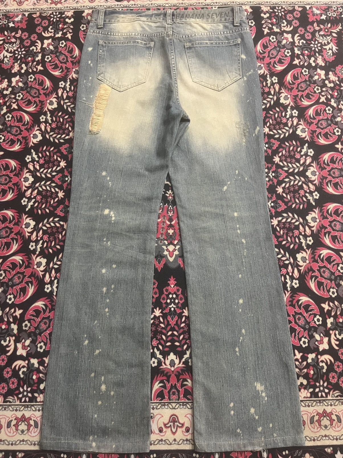 Japanese Brand Banana Seven Big Wave 877 Mud Washed Distressed Flare Jeans Size US 32 / EU 48 - 2 Thumbnail