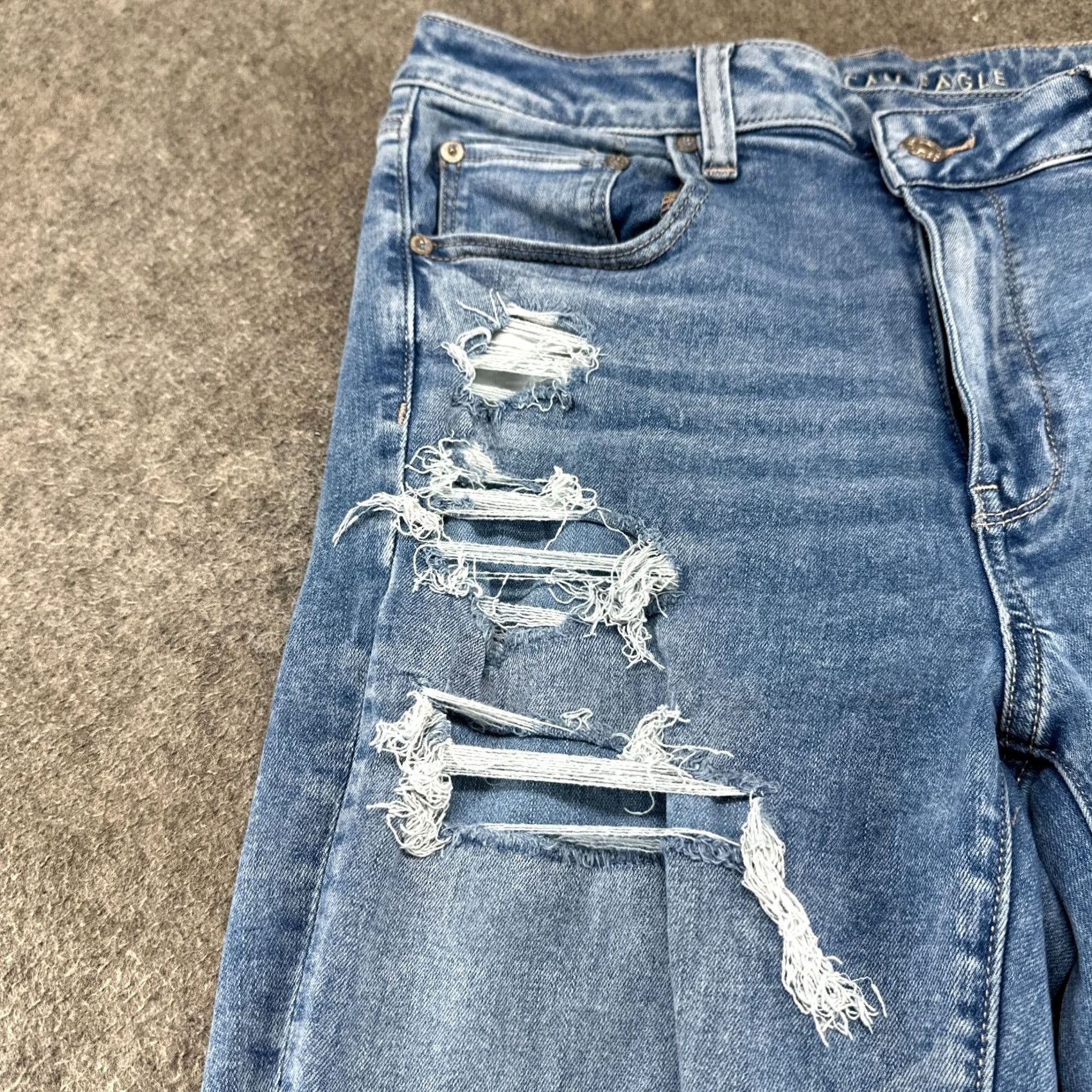 American Eagle Outfitters American Eagle Outfitters Jeans Womens 12 Blue Super Hi Rise Flare Stretch Distressed Regular 5-Pocket Denim Inseam 33 Size 34" / US 12 / IT 48 - 7 Thumbnail