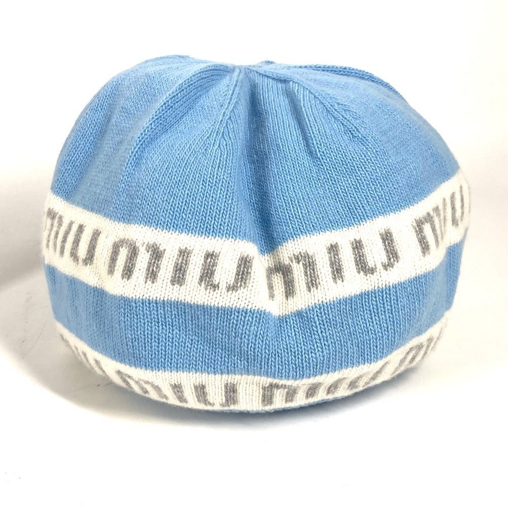 Miu Miu Miumiu 5Hc260 Beanie Chapeau Knitted Hat Knit Cap Logo Wool Women Blue Size ONE SIZE - 1 Thumbnail