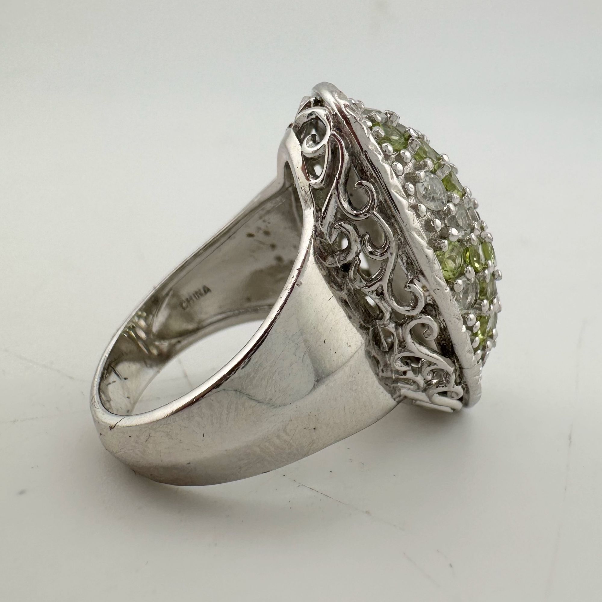 Other 3 Carat Large and Beautiful Peridot Pave' Ring Size 7 Size ONE SIZE - 9 Thumbnail