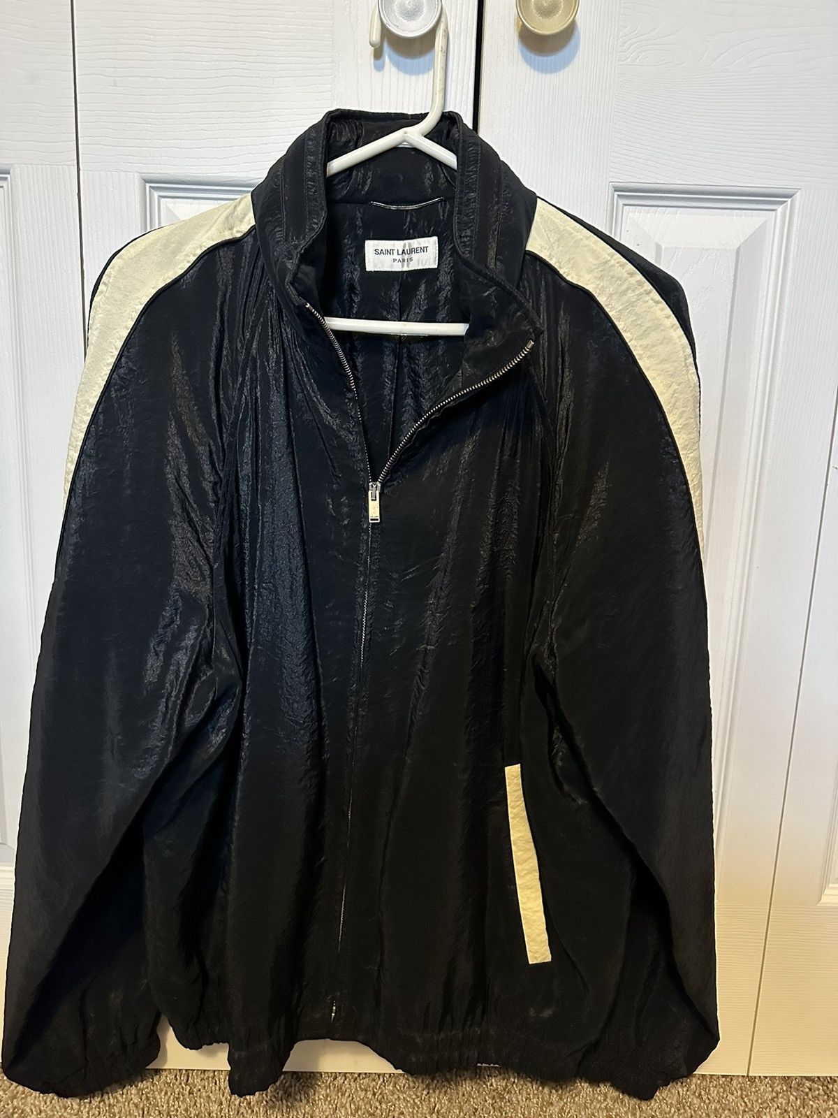 image of Saint Laurent Paris Saint Laurent Monogram Zip Jacket in Black, Men's (Size 2XL)