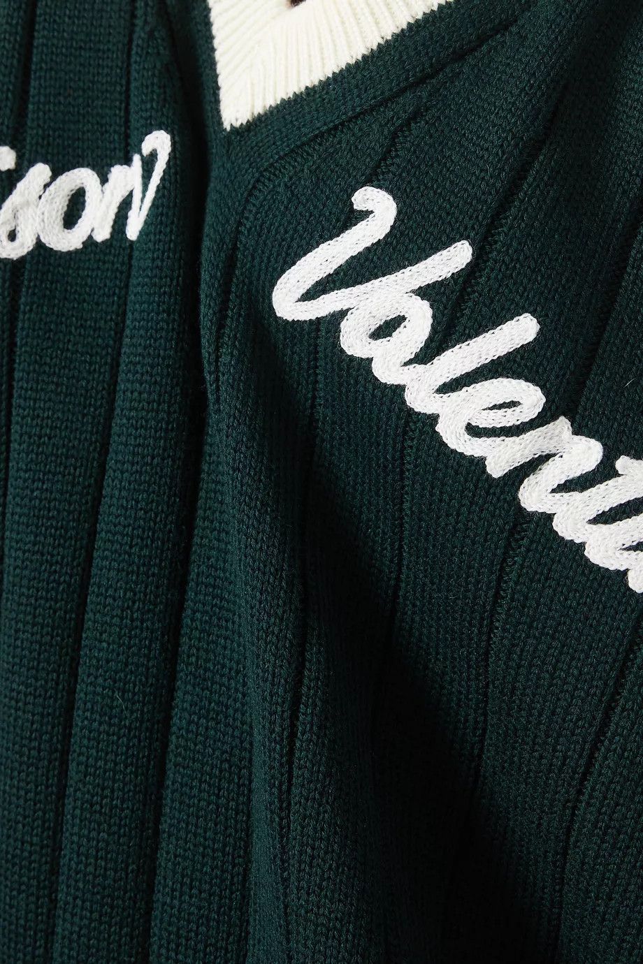 Valentino o1y0525 Logo V-neck Sweater in Dark Green Size US M / EU 48-50 / 2 - 2 Thumbnail