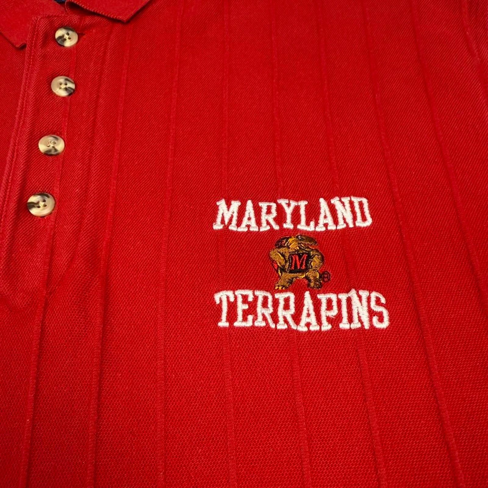 Other Vintage 90s University of Maryland Polo Shirt red Large Size US L / EU 52-54 / 3 - 3 Thumbnail