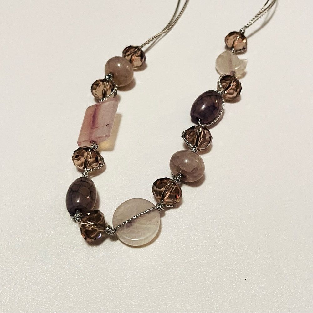 Human Made Smokey quartz peach beads Necklace on Silver Chain Size ONE SIZE - 7 Thumbnail