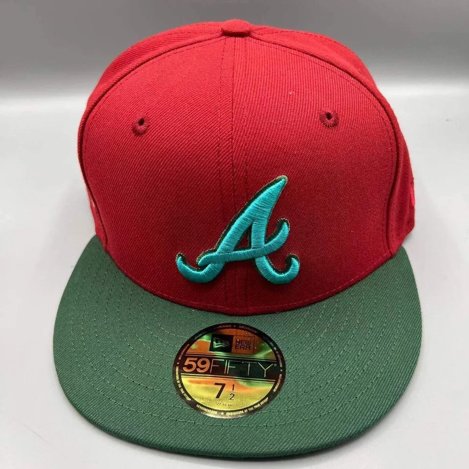 New Era Atlanta Braves Hat Men 7 1/2 59Fifty New Era MLB Fitted Cap Size ONE SIZE - 3 Thumbnail