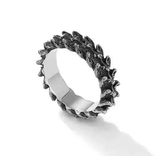 Jewelry Adjustable Dragon Scale Ring in Silver, Men's