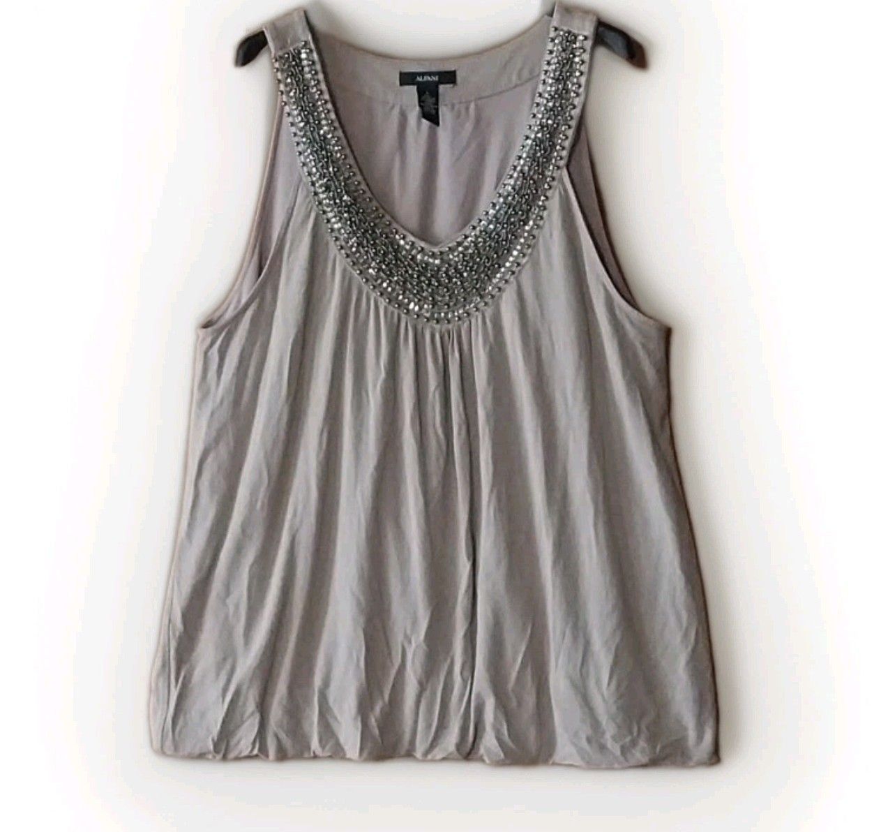 Alfani Alfani Womens Large Brown Beaded Tank Top Sparkle Rhinestone Size L / US 10 / IT 46 - 1 Thumbnail